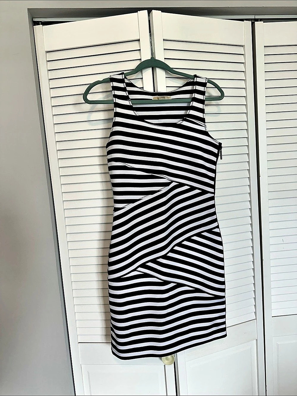 Michael Kors Striped Scuba Dress Mini Dress Black & White